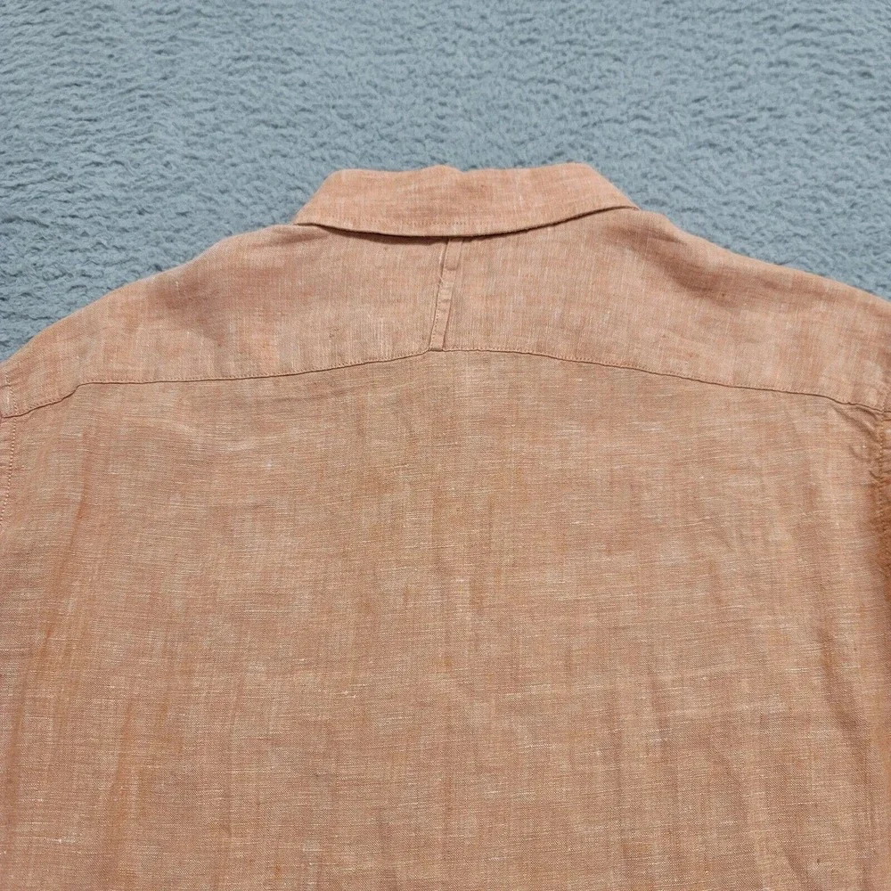 Banana Republic Shirt Mens 15- 15 1/2 Peach Flax Linen‎ Button Up Summer Casual